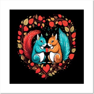 Squirrel Couple Valentine Posters and Art